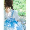スウィートロリータJSKドレスレースボウフリルコットンライトブルーロリータジャンパースカート