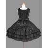 スウィートロリータJSKドレスレースアップボウフリルコットンブラックロリータジャンパースカート