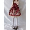 スウィートロリータJSKドレスプリントラッフルバーガンディーロリータジャンパースカート