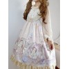 スウィートロリータJSKドレスプリントフリルアプリコットロリータジャンパースカート