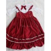 クラシックロリータJSKジャンパースカートノースリーブフリルレッドロリータワンピース