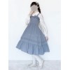 スウィートロリータJSKワンピースシンデレラフリルボウロングブルーシフォンジャンパースカート