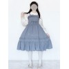 スウィートロリータJSKワンピースシンデレラフリルボウロングブルーシフォンジャンパースカート