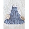 スウィートロリータJSKワンピースシンデレラフリルボウロングブルーシフォンジャンパースカート