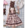 Sweet Lolita JSKドレスチョコレートラブソングプリントフリルピンクロリータジャンパースカート