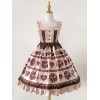 Sweet Lolita JSKドレスチョコレートラブソングプリントフリルピンクロリータジャンパースカート
