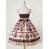 Sweet Lolita JSKドレスチョコレートラブソングプリントフリルピンクロリータジャンパースカート
