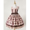 Sweet Lolita JSKドレスチョコレートラブソングプリントフリルピンクロリータジャンパースカート
