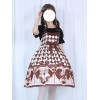 古典的なロリータJSKドレスセプターベアプリントレースボウブラウンロリータジャンパースカート
