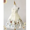 古典的なロリータJSKドレスひまわりプリントボウホワイトロリータジャンパースカート