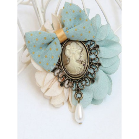 ヴィンテージ ロリータ ブローチ弓花真珠ロリータ ブローチ ピン装飾美