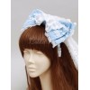 ヘッドドレス，ブルー　コットン　ロリータファッション　リボン