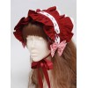 ヘッドドレス　レッド　ロリータファッション　コットン　メイド風