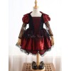子供のためのロリータドレスゴシックロリータOPドレスレーストリムシマーリングブルゴーニュロリータワンピースドレス