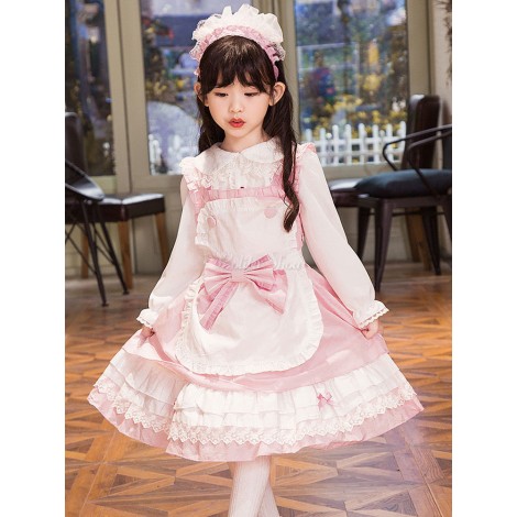 スウィートロリータJSKドレスボウフリルピンクコットン幼児ロリータジャンパースカート