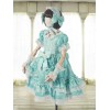 ロココロリータOPドレスレーストリムボウフリルライトスカイブルーロリータワンピースドレス