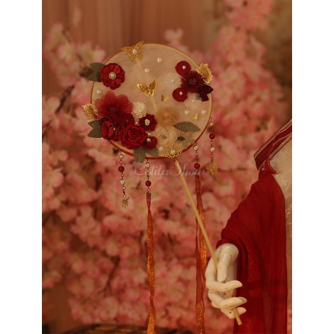 中国風ロリータアクセサリー赤い蝶花その他