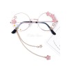 スウィートロリータメガネピンクチェーンフラワースターラウンドフレームサングラス