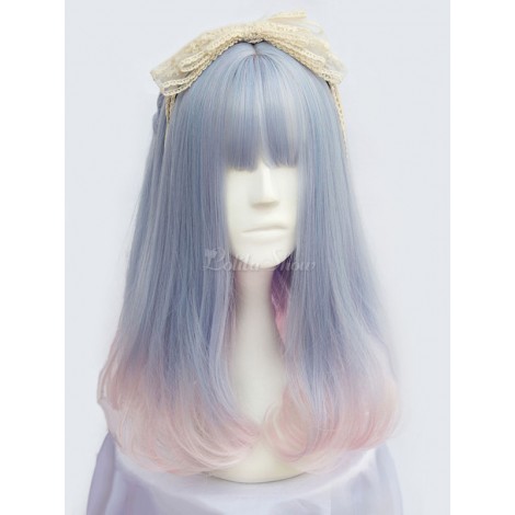 ロリータかつら　アクセサリー　ライトブルー　レーヨン　原宿系