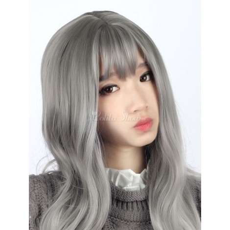 ロリータかつら　ウィッグ　グレイ　耐熱ファイバー　新作　スウィート　ウィッグ