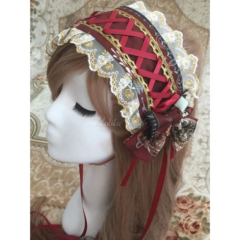 クラシックロリータヘッドバンド花レーストリムボウシフォンロリータヘッドドレス