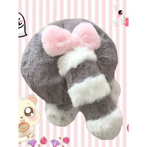 ロリィタバッグ　グレイ　スウィート　プラシ天　アクセサリー　リボン　動物柄