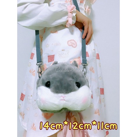 ロリィタバッグ　グレイ　スウィート　プラシ天　アクセサリー　動物柄