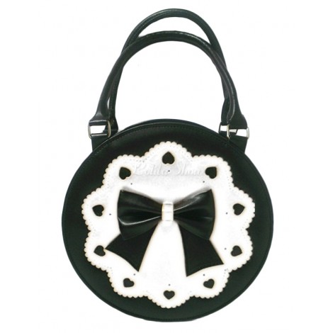 ロリィタバッグ　ブラック　スウィート　ハンドバッグ　PU　リボン柄　カジュアル