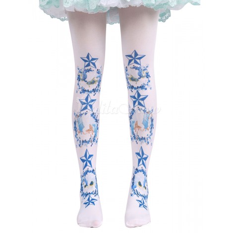 ロリィタ靴下　ブルー　ソックス　ポリエステル　スウィート