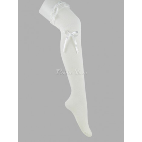 ロリィタ靴下　ホワイト　ピュアコットン　レース