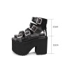 ゴシックロリータサンダルバックルプラットフォームチャンクヒールブラックロリータハイヒール
