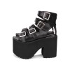 ゴシックロリータサンダルバックルプラットフォームチャンクヒールブラックロリータハイヒール