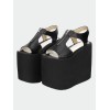 マット ブラック/ホワイト ロリータ サンダル プラットフォーム ジッパー設計