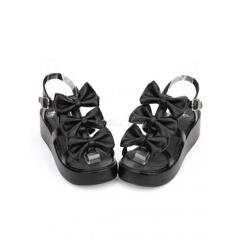 甘いピンクのロリータ サンダル プラットフォームふわふわハート形足首ストラップ