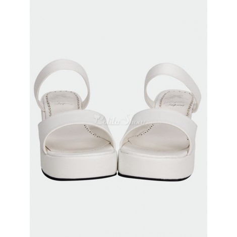 マット ホワイト ロリータ プラットフォーム サンダル スリッパ