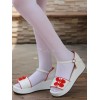 白チー ロリータ サンダル プラットフォーム赤の中国風ボタン