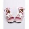 ピンク ロリータ プラットフォーム サンダル白弓足首ストラップ ハート形バックル