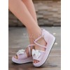 ピンク ロリータ プラットフォーム サンダル白弓足首ストラップ ハート形バックル