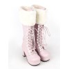 ロリータブーツ　ピンク　チャンキーヒール　丸いつま先　8cm　PU