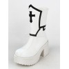 ロリータブーツ　チャンキーヒール　8cm　丸いつま先　PU