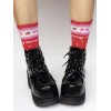 ブラック ロリータ ブーツ プラットフォーム チャンキーヒール ダイヤモンド ポイントつま先は編み上げロリータ ショート ブーツ