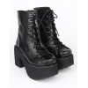 ロリータブーツ　ブラック　PU　ラウンドトゥ（丸いつま先）　チャンキーヒール