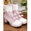 ロリータブーツ　ライトピンク　チャンキーヒール　ラウンドトゥ（丸いつま先）　PU