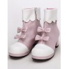 ロリータブーツ　ライトピンク　チャンキーヒール　ラウンドトゥ（丸いつま先）　PU