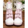 ロリータブーツ　ライトピンク　チャンキーヒール　ラウンドトゥ（丸いつま先）　PU