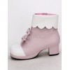 ロリータブーツ　ライトピンク　チャンキーヒール　ラウンドトゥ（丸いつま先）　PU