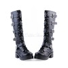 ロリータブーツ　ブラック　チャンキーヒール　丸いつま先　ハイヒール　PU　ニーハイブーツ(筒丈35～49cm)