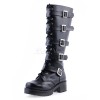 ロリータブーツ　ブラック　チャンキーヒール　丸いつま先　ハイヒール　PU　ニーハイブーツ(筒丈35～49cm)