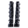 ロリータブーツ　ブラック　チャンキーヒール　丸いつま先　ハイヒール　PU　ニーハイブーツ(筒丈35～49cm)