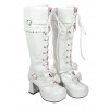 ロリータブーツ　チャンキーヒール　ホワイト　PU　ミッドカーフ(筒丈15～34cm)　丸いつま先
